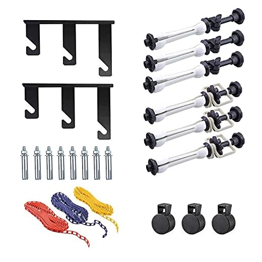 Photography Backdrop Wall Mount 3 Roller Support System, Manual Photo Background Ceiling Holder, Including 2 Tri-fold Hooks, 6 Expand Bars, 3 Chains, for Home Studio Live Stream Game Video