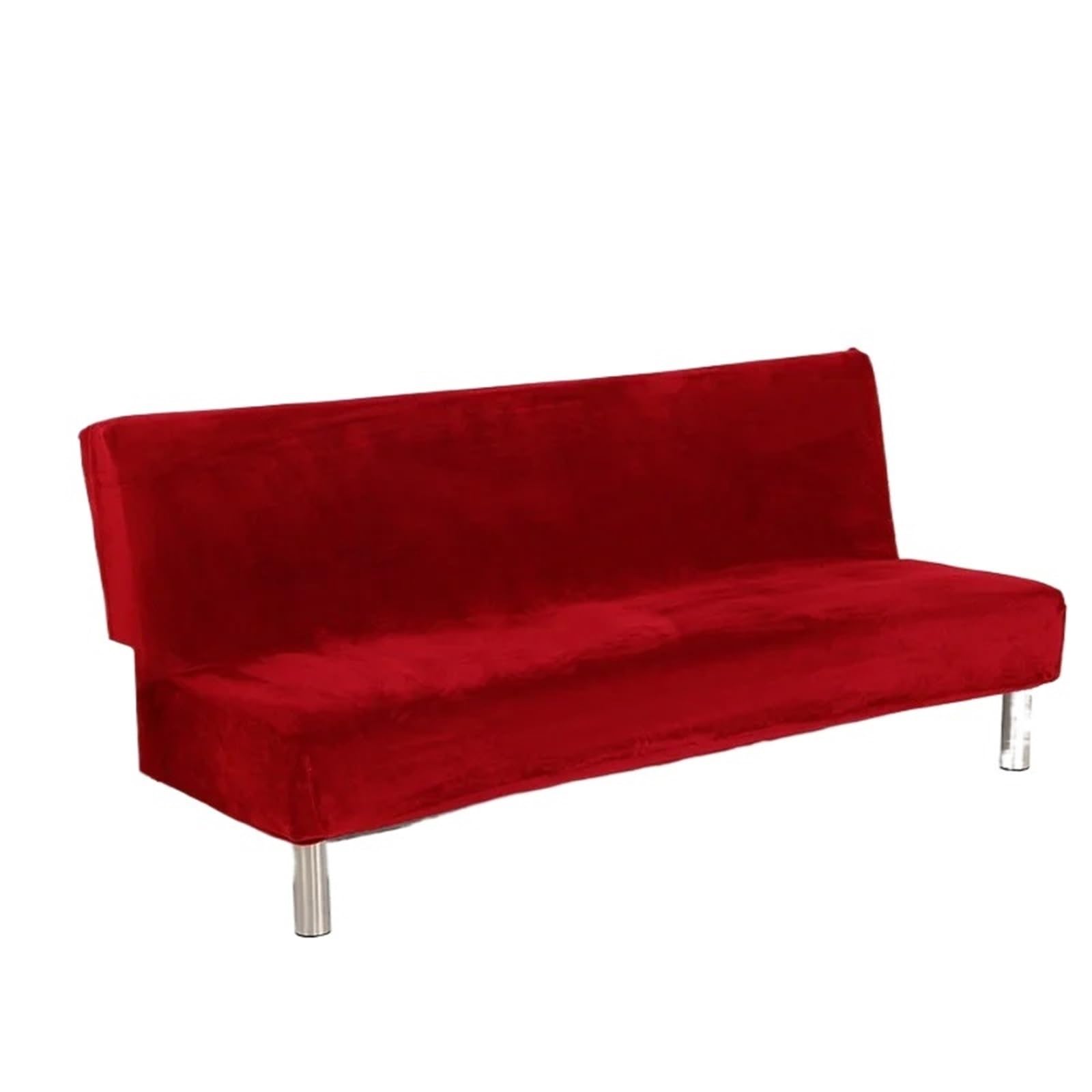 GCYEIDMA Armless Sofa Slipcover Plush Armless Sofa Bed Cover Folding Seat Slipcover Elastic Couch Protector Washable Removable Slipcovers(Red,L 185-210cm)