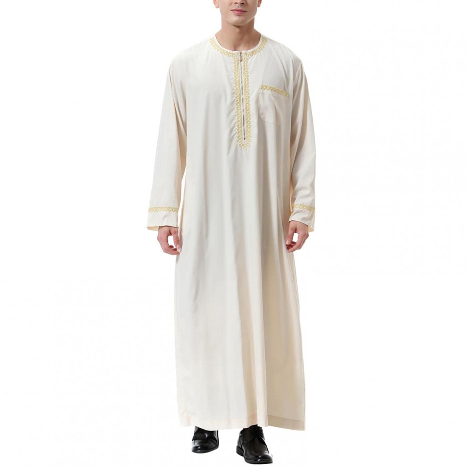 Kaftan Herren Langarm - Arabische Robe Aus Wildleder Für Eid & Gebet