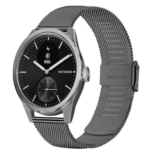 SUGARJAR 18MM Métal Bracelet Compatible avec Withings ScanWatch 2 42mm/ScanWatch Horizon/ScanWatch 42mm/Steel HR 40mm/Steel HR Sport