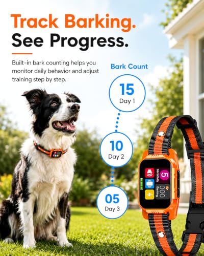 Image of Smart Dog Bark Collar - Anti Barking Device for Large Medium Small Dogs, Stop Excessive Barking & Aggression Behavior, with 5 Modes & 5 Sensitivity, IP67 Waterproof for Indoor /Outdoor Use, Orange