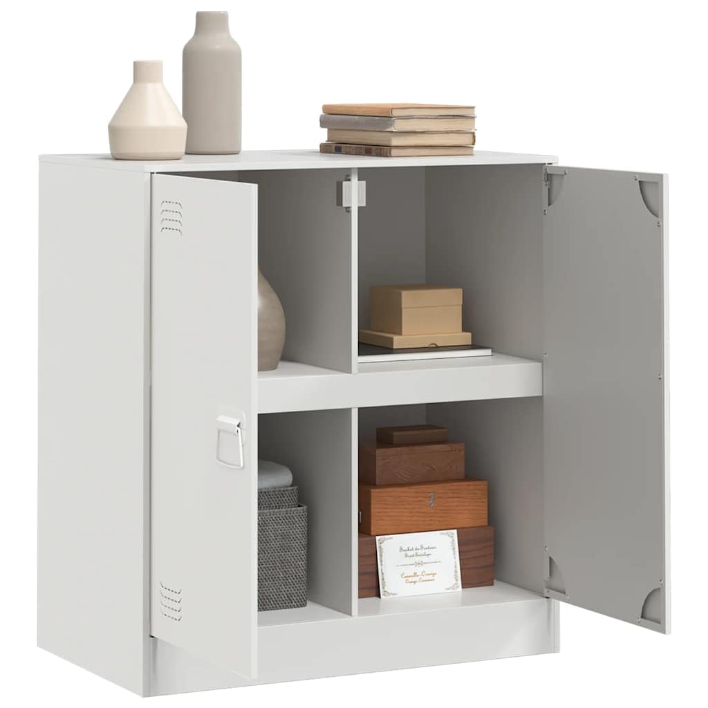 Credenza bianca, 67 x 39 x 73 cm, in metallo, con 2 ante