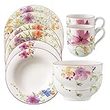 Inhalt: 2x Tasse mit Henkel, 2x Speiseteller, 2x Suppenteller, 2x Frühstücksteller, 2x French-Bol