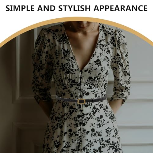 SAFIGLE Women Thin Belt: Adjustable PU Waist Belt Minimalist Thin Strap with Buckle for Ladies Jeans Dresses Pants for Daily Wear4