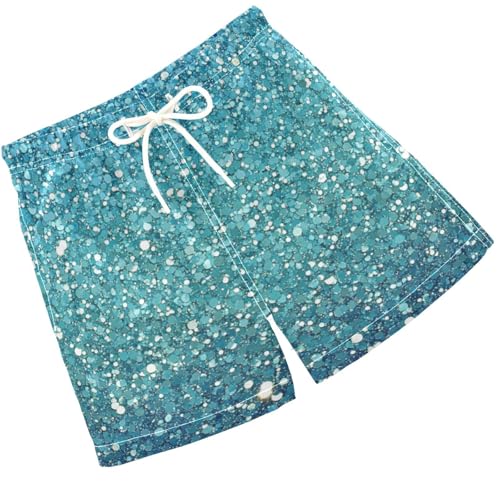 Pigsaly Boys Swim Trunks Mint Green Sky Blue Gradient Flashing Glitter Boys Board Shorts Swimsuit Swimwear Bathing Suit 4T