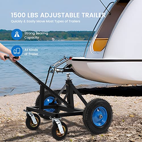 Adjustable Trailer Dolly, 1500Lbs Load Capacity, Durable Carbon Steel Trailer Mover With 25.5''-34.6'' Adjustable Height, Ideal Option To Move Boat Trailers/Utility/Cargo Trailers And Rv Trailer #TOP1