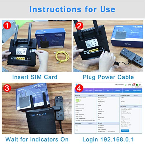 Yeacomm 4G LTE CPE Router with Sim Card Slot, 4G Wi-Fi Router with 2 RJ11 and 4 RJ45 Ports, Unlocked 3G 4G Wireless Router for Home/Office, Support Voice Calling, T-Mobile ONLY,Not for AT&T #5