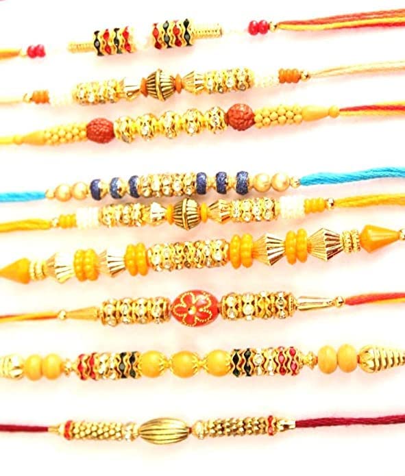 MOOLYAVAAN PRODUCTS Traditional Designer Multicolor Dora Rakhi for Sweet & Lovely Brother, Beads Rakhi Stylish Thread Bracelet Raksha Bandhan (Pack of 8) (B0B7X6RMPF) Amazon Price History, Amazon Price Tracker