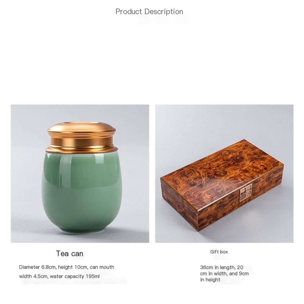 Set da tè Contenitore for la conservazione del tè Sfuso Celadon, Portatile, Piccolo, sigillato, Vuoto, Set da tè, Tre lattine, Set di scatole Regalo Barattolo per Conservare Il tè