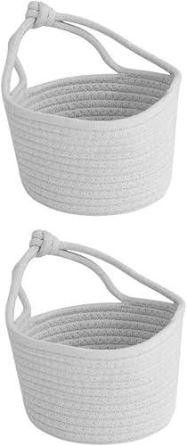 Miniatura 1 de Toyvian Cesta de cosas, 2 unidades, cesta de almacenamiento blanca, canasta tejida para plantas, cestas de almacenamiento de algodón, accesorios