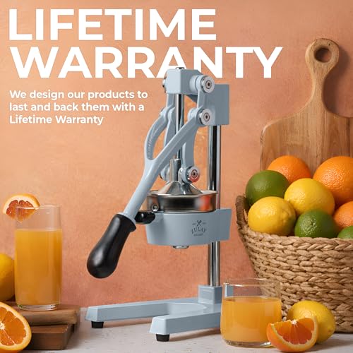 Image of Zulay Kitchen Cast Iron Juicer - Easy-to-Clean Heavy-Duty Manual Juicer, Professional Citrus Juicer - Stainless Steel Lemon Squeezer - Manual Citrus Press & Orange Squeezer - Orange Juicer