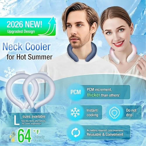 Image of Neck Cooling Tube 70% Gel Increase Ice Ring Neck Cooler Wearable Body Cooling Products for Outdoor Indoor Activities Relief for Hot Flashes(Gradient Grey,L)