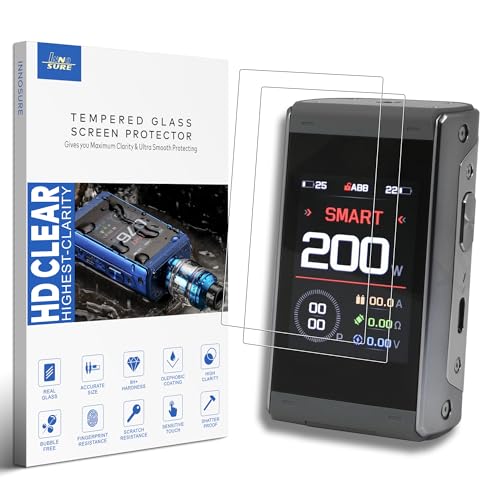 INNOSURE [2-PACK] Tempered Glass Screen Protector Designed for Geek-vape T 200 A egis 2.4' Touchscreen Anti Scratch/Fingerprint (HD Clear)