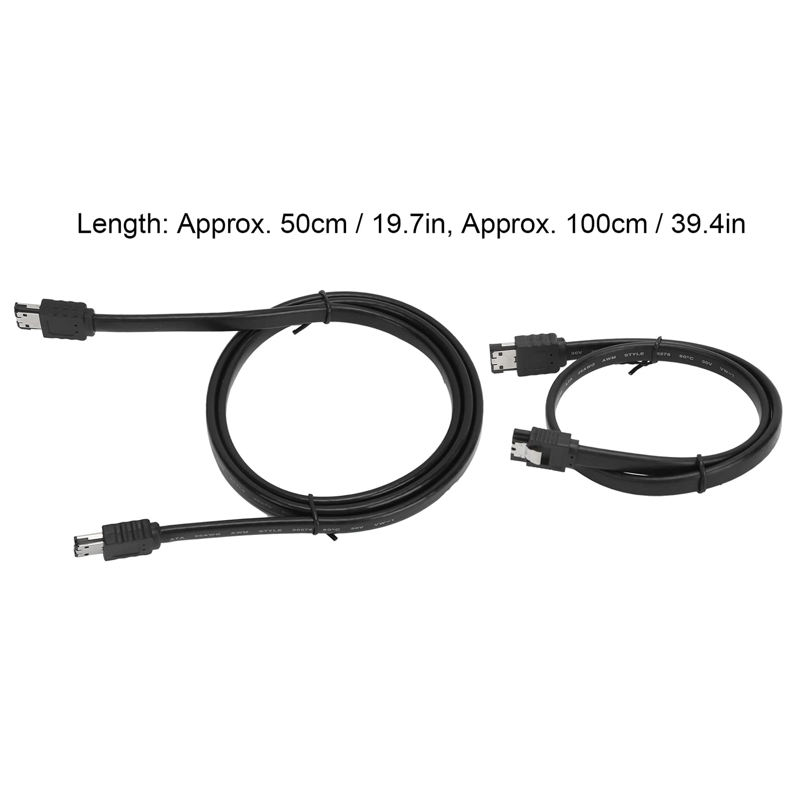 Kabel SATA, 50 Cm/100 Cm PVC ESATA na SATA z Męskiego na Męskie M/M Ekranowany, Kabel Serial ATA z Odłamkami Pasuje do Zewnętrznego Dysku Twardego(50cm)