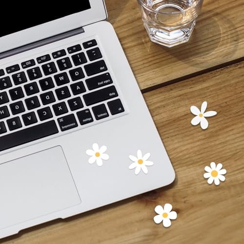 Image of 70 X Little Daisy Stickers for Laptop & Phone, Small Floral Vinyl Stickers Cute Aesthetic White Daisy Decals for Water Bottle iPhone Case Notebook, Mini Stickers 1 Inch