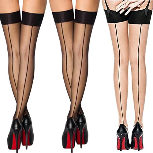 Medias de nailon sexy con costura trasera para cenas elegantes y noches especiales de lencería
