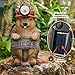 TOLIMI Groundhog Welcome Garden Statue with Solar Headlamp – Funny Animal Outdoor Yard Decor with LED Light and Butterfly – Waterproof Resin Garden Ornament for Patio, Lawn, Pathway