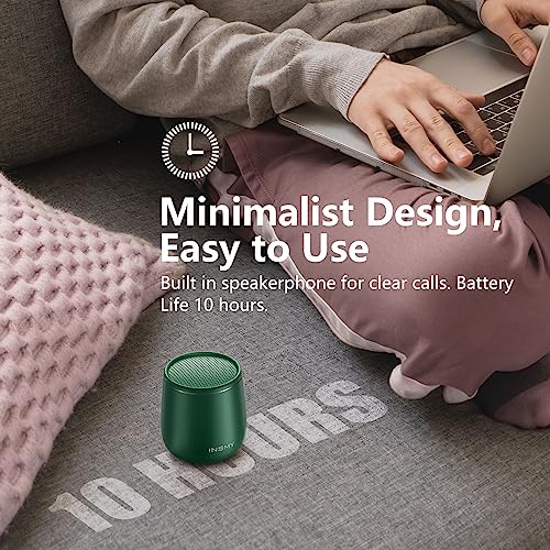 Image of INSMY Small Bluetooth Speaker, Waterproof Mini Portable Wireless Speaker, Punchy Bass Rich Audio Stereo Pairing, Handheld Pocket Size for Hiking Biking Gift Laptop Tablet (Green)