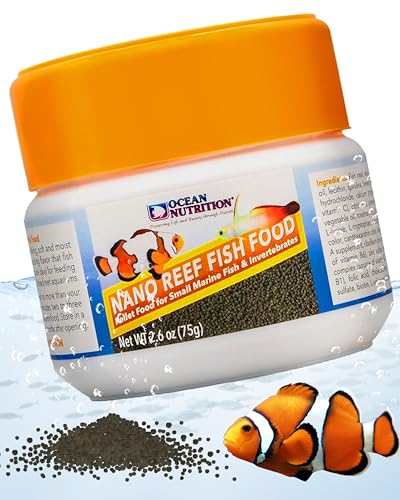 Ocean Nutrition Nano Reef Fish Food - Soft & Moist Slow Sinking Pellets - Ideal for Small Marine Fish - Fish Food Flakes Alternative - High HUFA & Vitamins - 2.6 oz (75g), Mini Pellets (0.95mm)