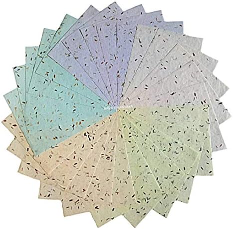 NAVA CHIANGMAI Thin Standard Color of Mulberry Paper Sheets Paper Decorative DIY Craft Scrapbook Wedding Decorative Mulberry Paper Art Tissue Japan (Mixed Dyed Husk Paper)