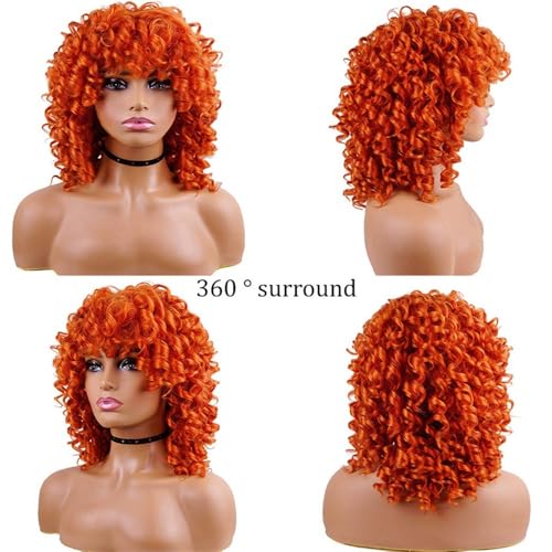Perruque afro courte bouclée orange pour changer de tête facilement - 5