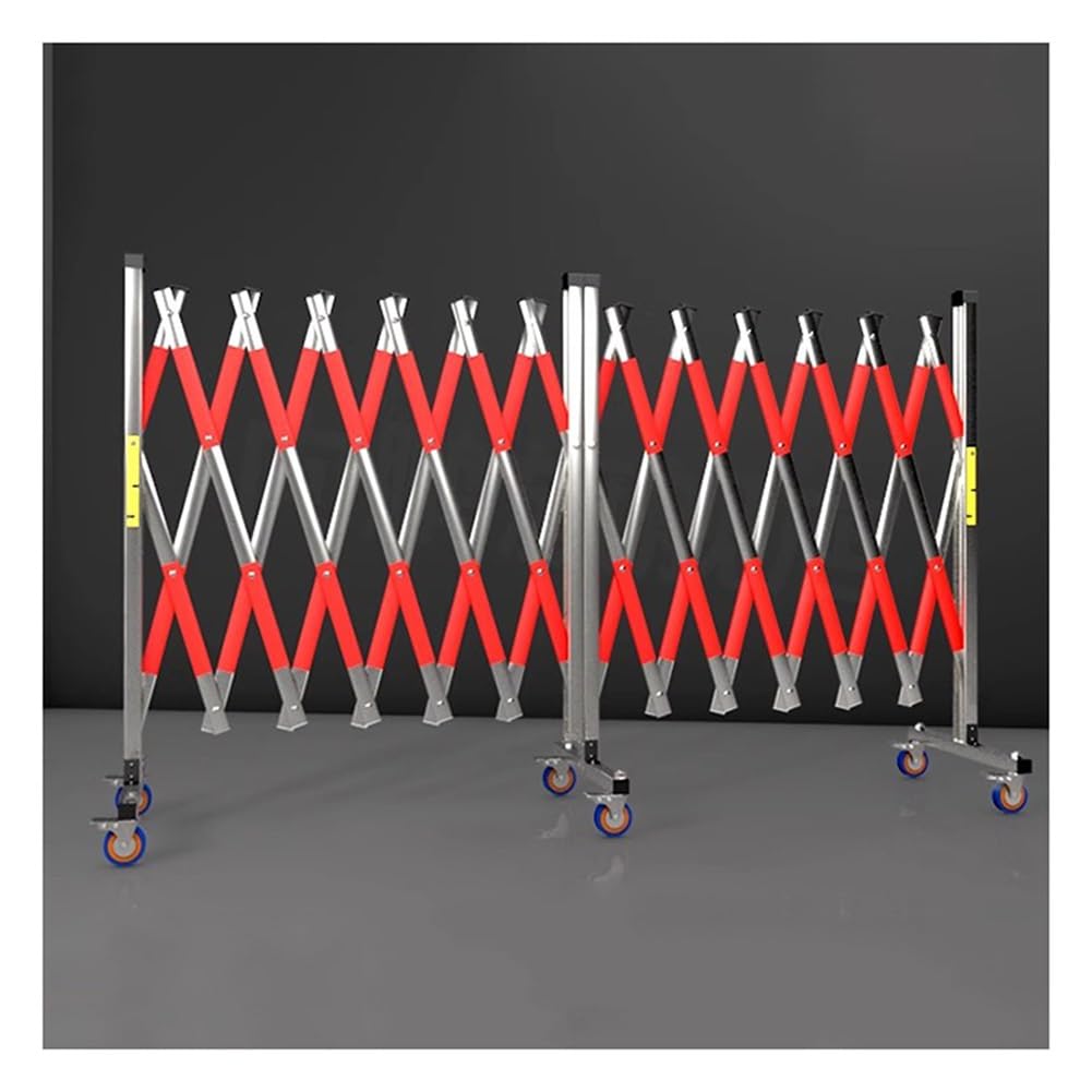 Genérico Barrera de Seguridad Extensible de Acero Inoxidable con Ruedas con Freno - Barricada móvil portátil para entradas de vehículos, garajes, escuelas y centros comerciales (1,2 x 4 m) - Solución