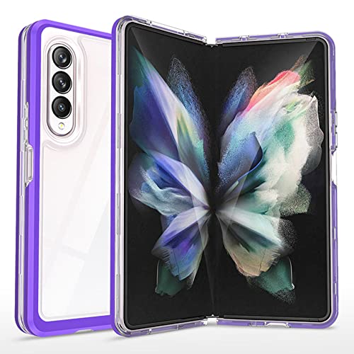 Coque Samsung Galaxy Z Fold 3 rigide violette transparente pour protection antichoc
