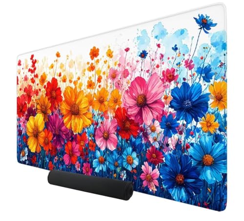 Tapis de Souris Rose Tapis de Souris XXL 1200x400x3mm Gaming Tapis Souris Fleur, Tapis de Bureau sous Main avec Base en Caoutchouc Antidérapante, Mouse Pad pour Gaming Tapis Bureau Decoration K-264