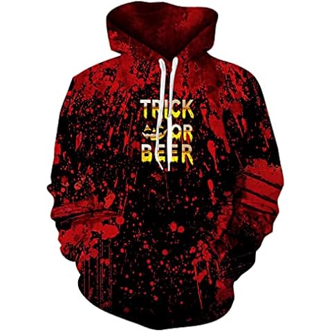TUONROAD Mens Halloween Hoodies Adult Horrorable 3D Print Pullover Sweatshirt Long Sleeve Casual Jumper Tops with Kanga Pocket M Cover