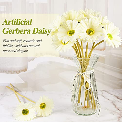 Willbond Faux Daisy Faux Flower Gerbera Daisy Faux Gerbera Daisies Faux Flower Bouquet 15 Inch For Wedding Bridal Bouquet Party Home Kitchen (White, 18 Pieces) #TOP3