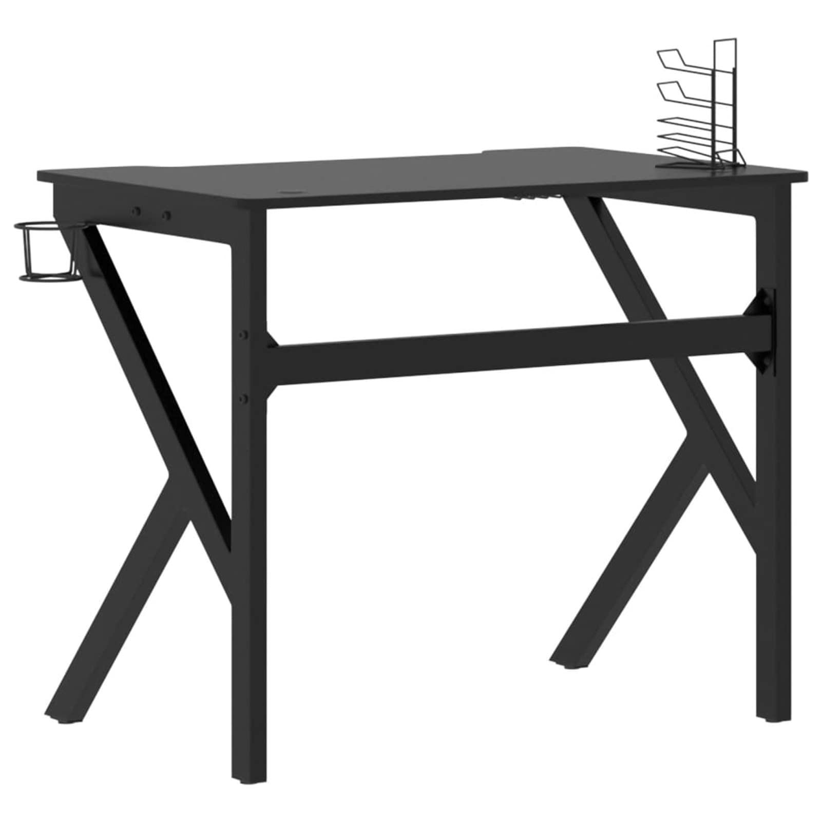 Homgoday Biurko do gier z nogami w kształcie litery K, czarne, 90 x 60 x 75 cm, meble biurkowe, biurko, biurko komputerowe, biurko zajmujące mało miejsca, stół biurkowy, biurko do gier do pokoju