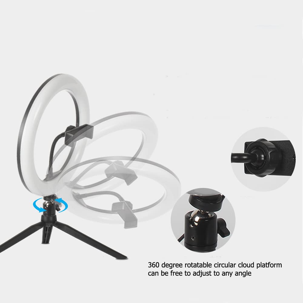ZONADAH 10in RBG Dimmable Makeup Ring Light, Tripod Stand Phone Holder, Portable Desktop Floor LED Circle Lamp - Image 3