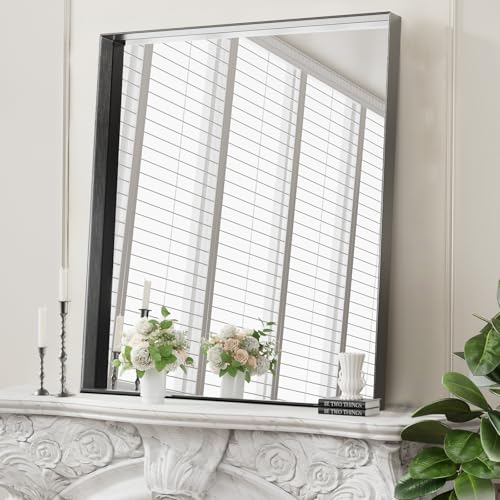 Image of Koonmi Bathroom Wall Mirror, 36x24 Black Mirror for Over Sink