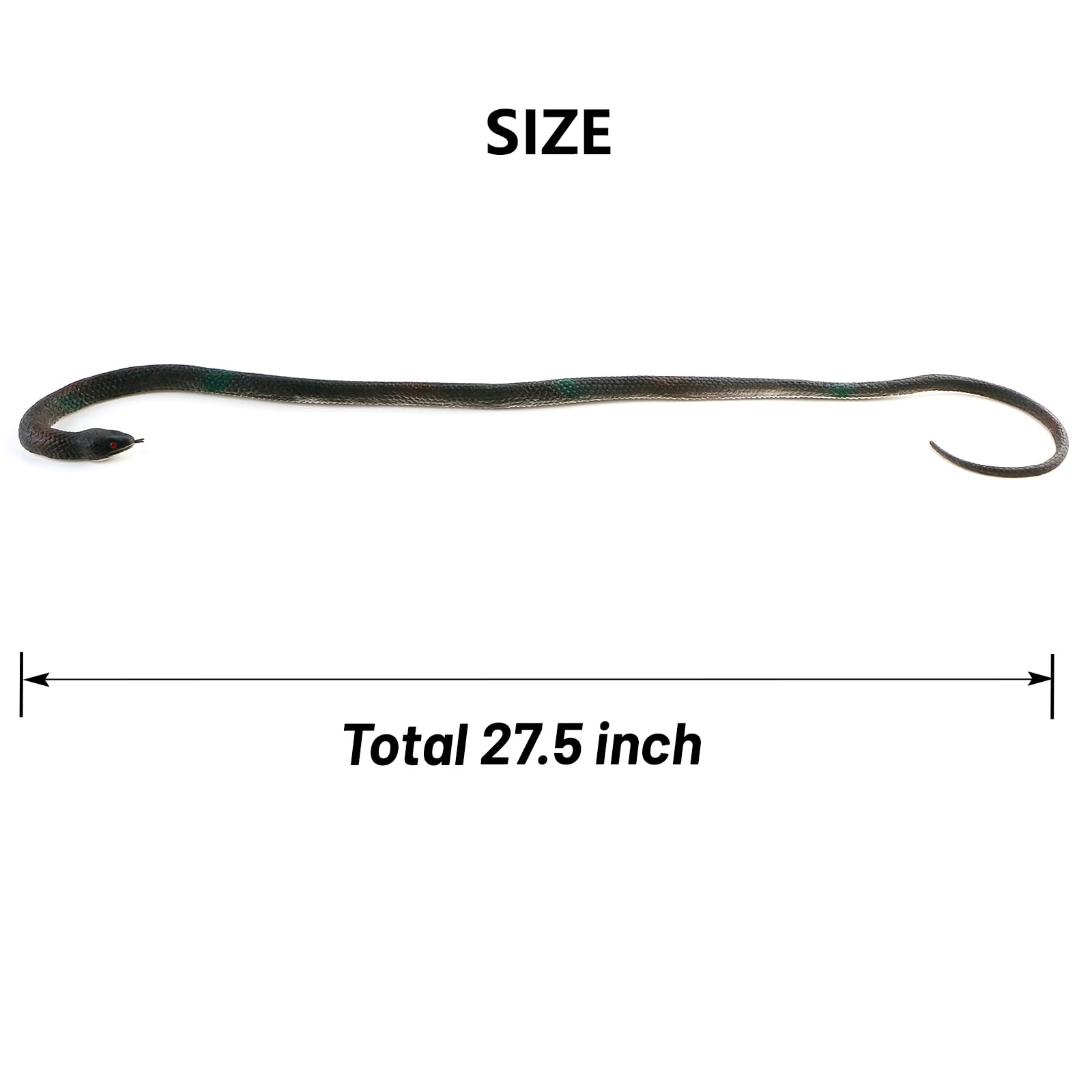 10 serpientes de goma realistas de serpiente de cascabel que se ven reales para accesorios de jardín para mantener alejados a los pájaros negros, accesorios de broma para fiestas de