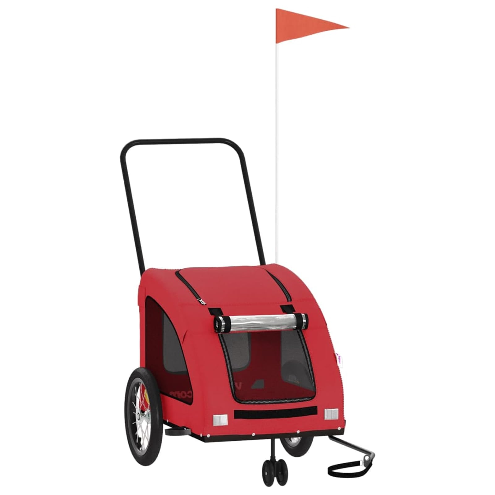 Gecheer Fahrradanhänger für Hunde, Rot aus Oxford-Gewebe mit Eisenrahmen und PVC-Dach, 124.5x63.5x66cm, bis 45kg Tragkraft für kleine Haustiere und Camping