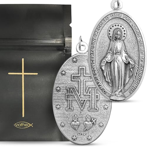 Viatheo Médaille Miraculeuse de la Vierge Marie – Bijou Religieux Catholique en Argent pour...