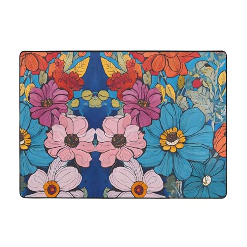 Hello Hawaii Print Living Room Anti Slip and Absorbent Carpet, Indoor Bedroom Bed Floor Mat, Ultra Soft Washable Carpet 80x58 in