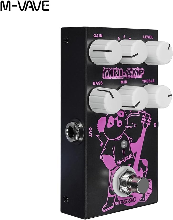 Mini Amp Compact Guitar Preamp Pedal with 9 Classic Amp Models, 3-Band EQ & True Bypass – Portable Overdrive Simulator for Electric Guitar Players