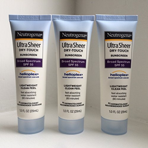 Neutrogena Ultra Sheer Dry-Touch Sunblock SPF#55 1oz Travel Size (29ml)- 3 pack
