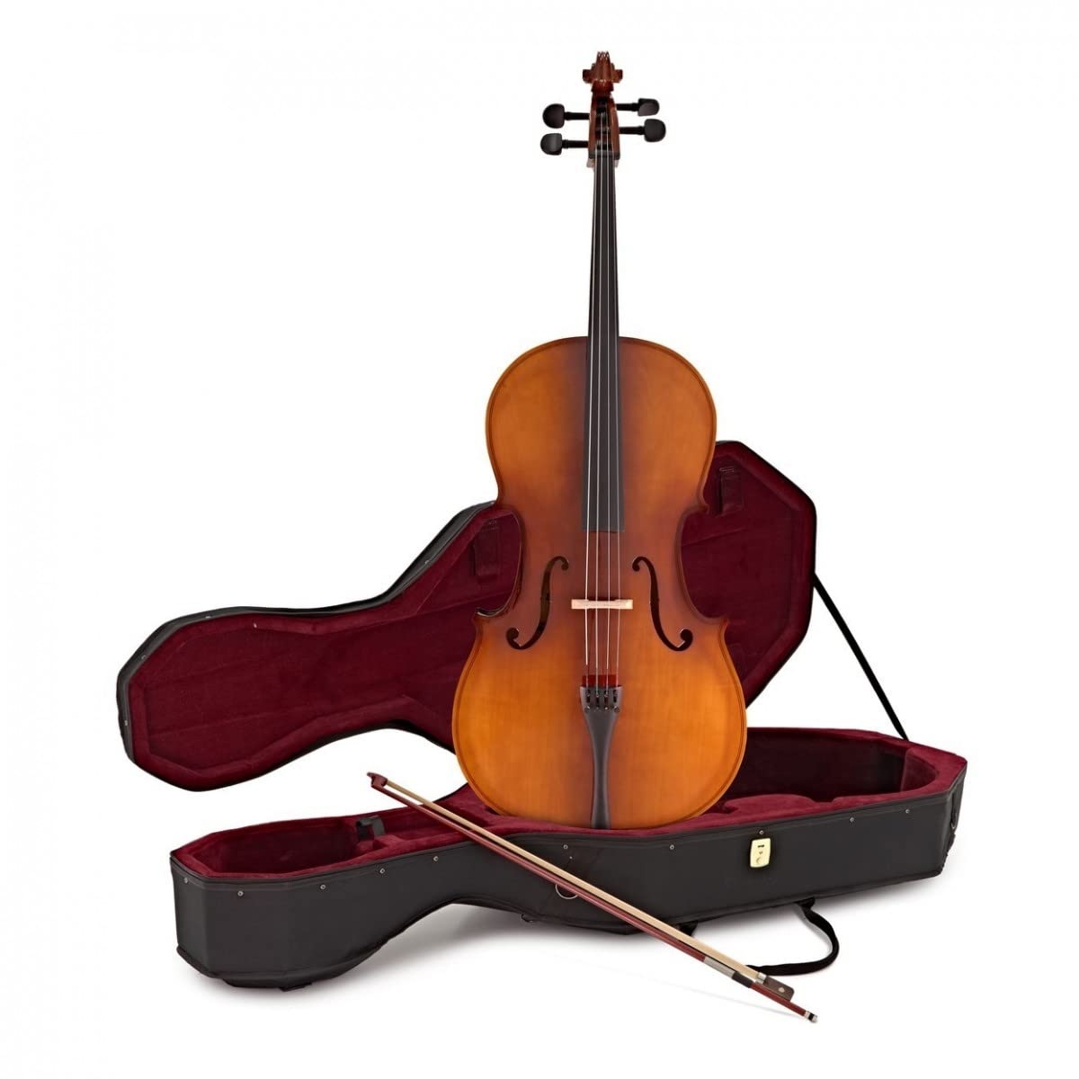 Gear4music Full Size Conjunto de violonchelo 4/4 con arco de resina y estuche - Kit para principiantes con acabado en barniz antiguo