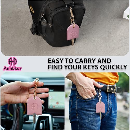 Image of Leather Keys Sleeve for Broken Car Key Loop Replacement, Keychain Cover Cute Protector and Holder for Men, Women