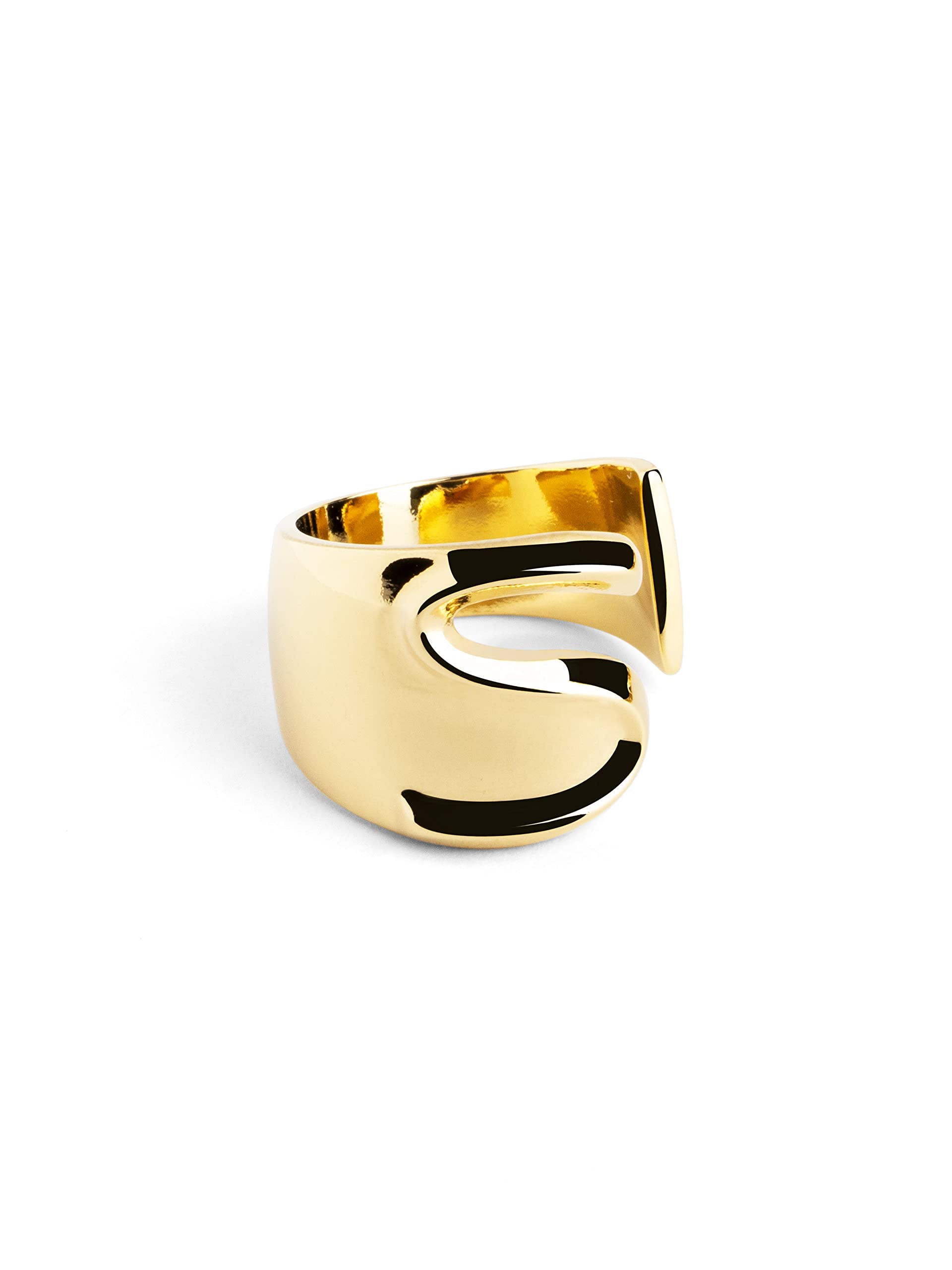 SINGULARU Anillo Personalizado Letter Signet - Anillo Macizo Ajustable - Latón con Acabado Baño de Oro de 18 Kt. - Talla Unica - Joyas para Mujer - Hecho en España