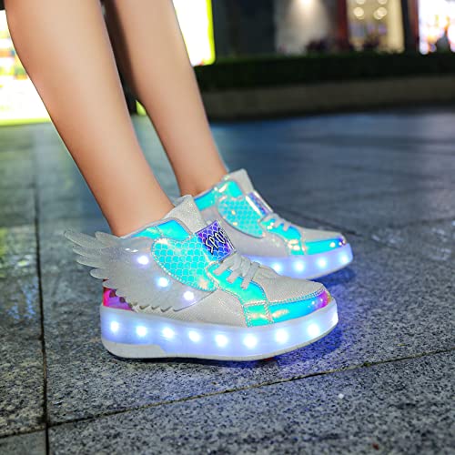 Image of HHSTS Kids Shoes - New Upgraded with Wheels LED Light Color Shoes Shiny Roller Skates Skate Shoes Simple Kids Gifts Boys Girls The Best Gift for Party Birthday Christmas Day