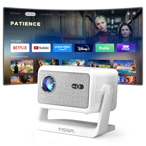 Image of Netflix Projector, VISSPL Full HD 1080P Video Projector, Portable Outdoor Projector with Stand, Kids Gift, Home Theater Movie Phone Projector Compatible with Android/iOS/Windows/TV Stick/HDMI/USB