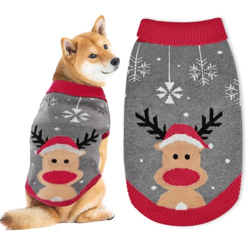 FWLWTWSS Weihnachten Hundepullover, Winter Warmer hundepulli Sweater mit Rollkragen, Geschenke für kleine und mittelgroße Hunde Medium