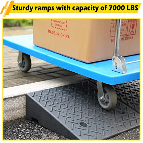 Tevlaphee 6” Curb Ramps For Driveway - Heavy Duty Rubber Shed & Threshold Ramps Portable Ramps For Sidewalk Cars Wheelchairs Pet Mobility 19.7” L X 19.7” W X 6” H 1 Pcs #TOP5