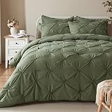 Anluoer Queen Comforter Set -Pintuck Down Alternative Comforters with 2 Pillow Shams, Soft Queen Siz