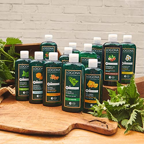 LOGONA Naturkosmetik Volumen Shampoo für natürlich volles Haar, Geeignet für feines Haar, Pflegendes Haarshampoo mit Bier und Bio Honig, 1 x 250 ml