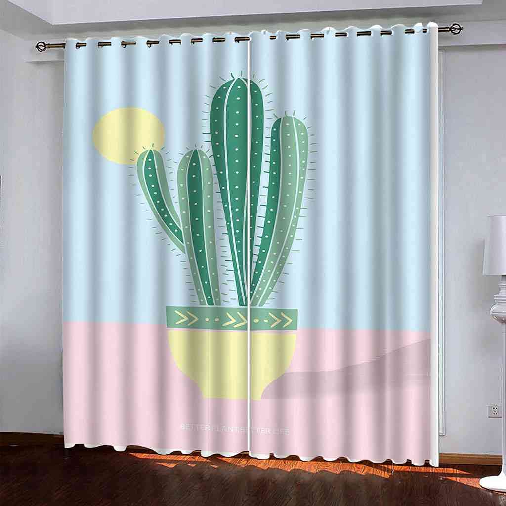 Rideau Occultant Enfant Cactus 200x160 cm pour Chambre et Salon