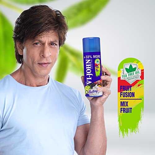 Image of VI- JOHN Shaving Foam For Men, Fruit Fusion Shaving Foam With Goodness of Nature, Tea Tree Oil, Vitamin E Enriched and Anti- Bacterial Formula (400gm- Pack of 1)